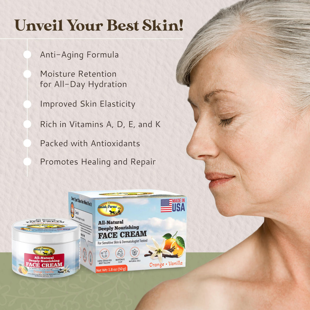 Amish Farms Tallow Face Cream application demo showing easy massage into skin