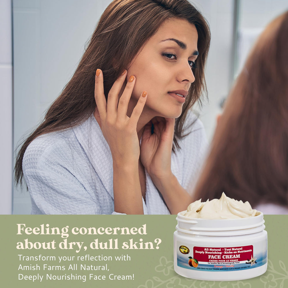 Amish Farms Tallow Face Cream creamy texture spread on skin for hydration
