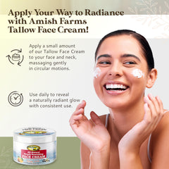 Amish Farms Tallow Face Cream natural ingredients highlighted on panel for clean beauty