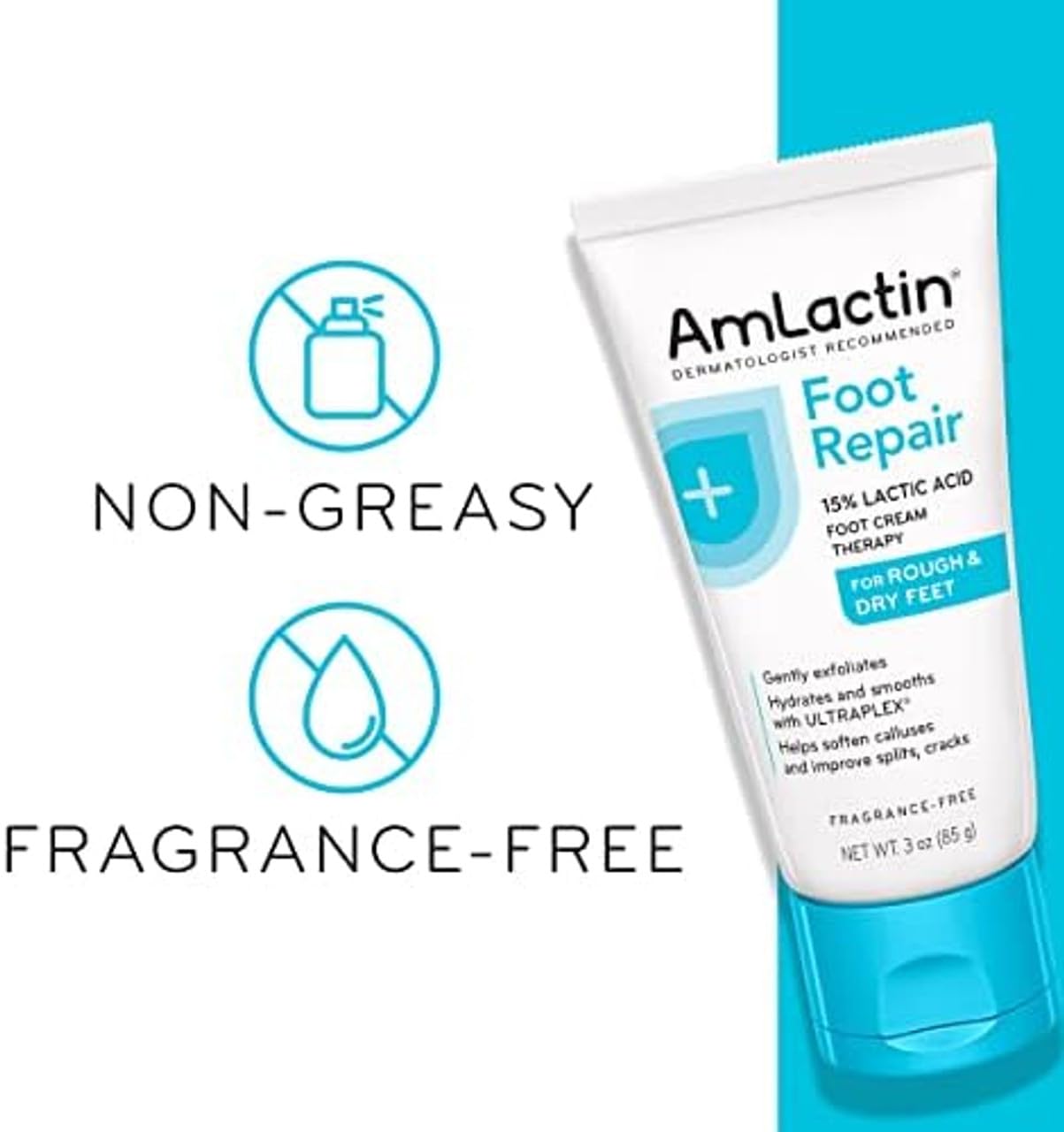 AmLactin Foot Cream Therapy fragrance-free formula label close-up