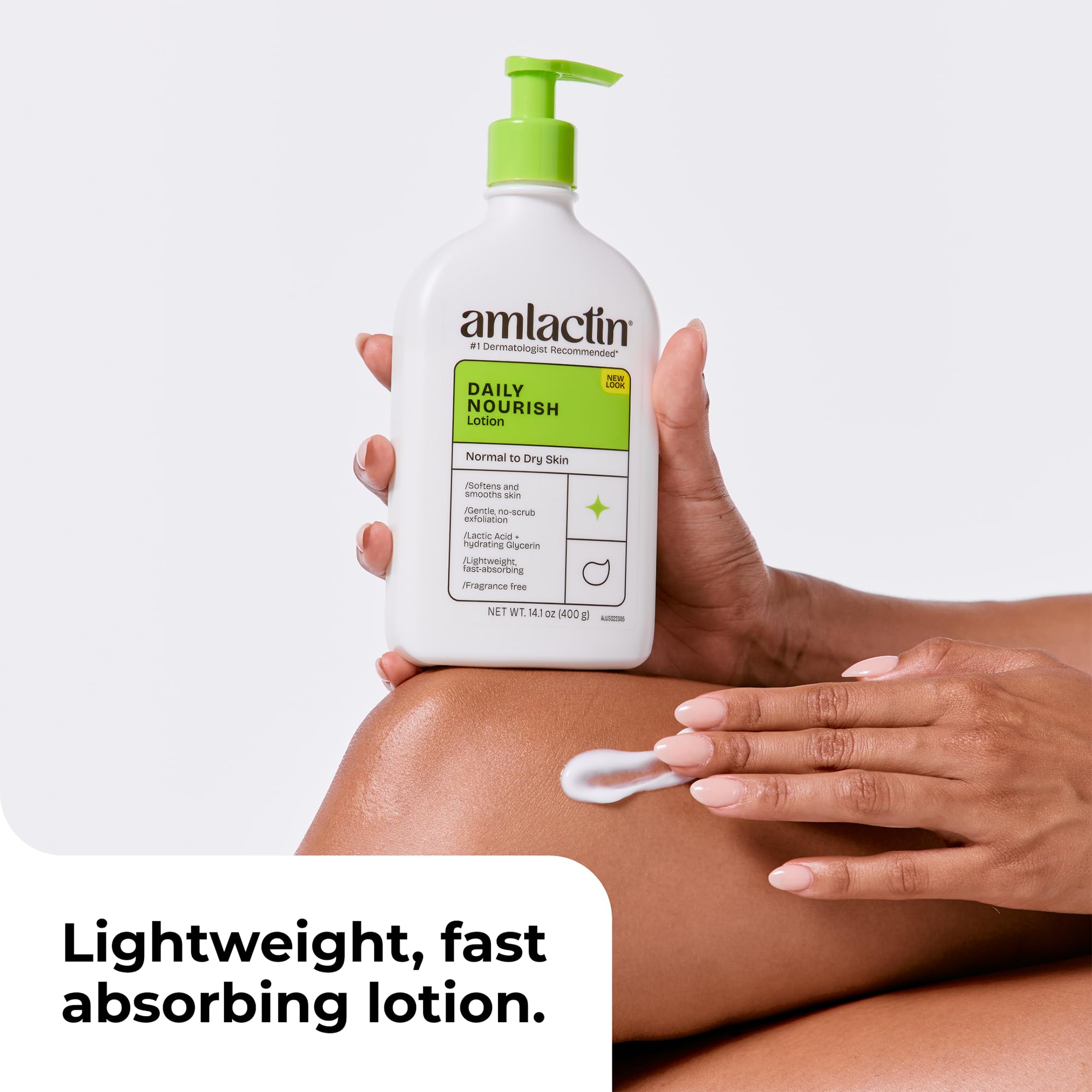 Amlactin being smoothed onto forearm for targeted dry skin relief