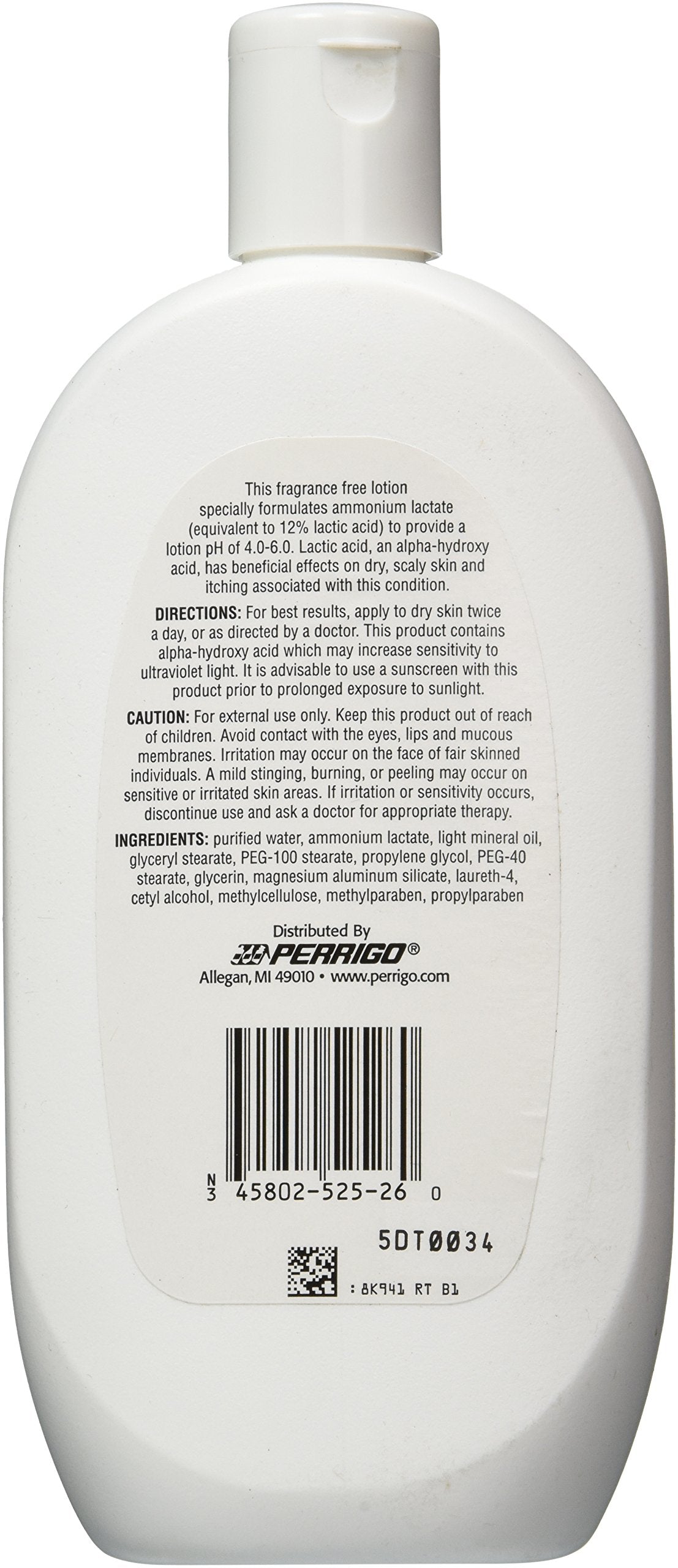 Ammonium Lactate Lotion 12% fliptop bottle side view highlights easy dosing for daily use