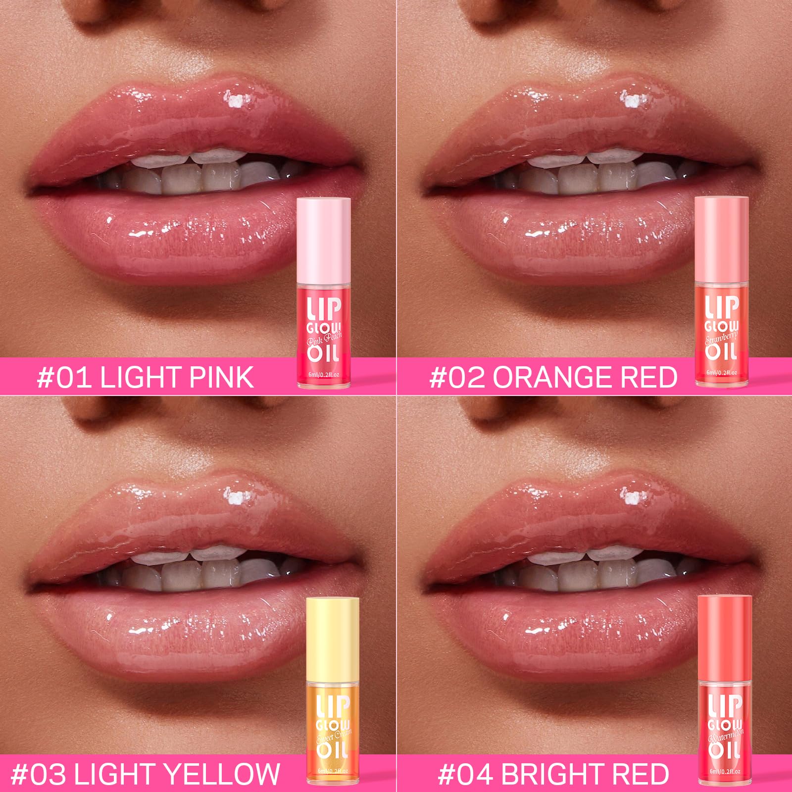 AMOADO lip oil peach shade delivering warm luminous color