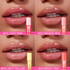 AMOADO lip oil peach shade delivering warm luminous color