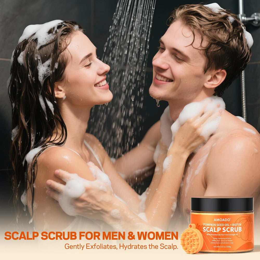 AMOADO Scalp Scrub hair strands closeup highlights shinier, more manageable hair.