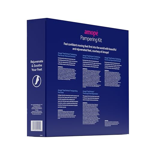 Amope Pampering Kit Epsom Salt Scrub tub showcasing soothing minerals for relaxed muscles and foot renewal