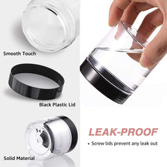 AMORIX clear plastic cosmetic jar showcases contents for easy selection.