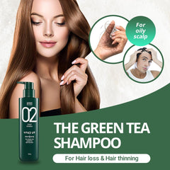 AMOS PROFESSIONAL Green Tea Shampoo Refresh packaging detail highlights silicone-free formula.