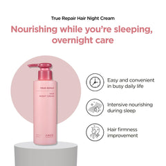 AMOS PROFESSIONAL overnight hair care application demonstrates leave-in routine for smoother mornings.