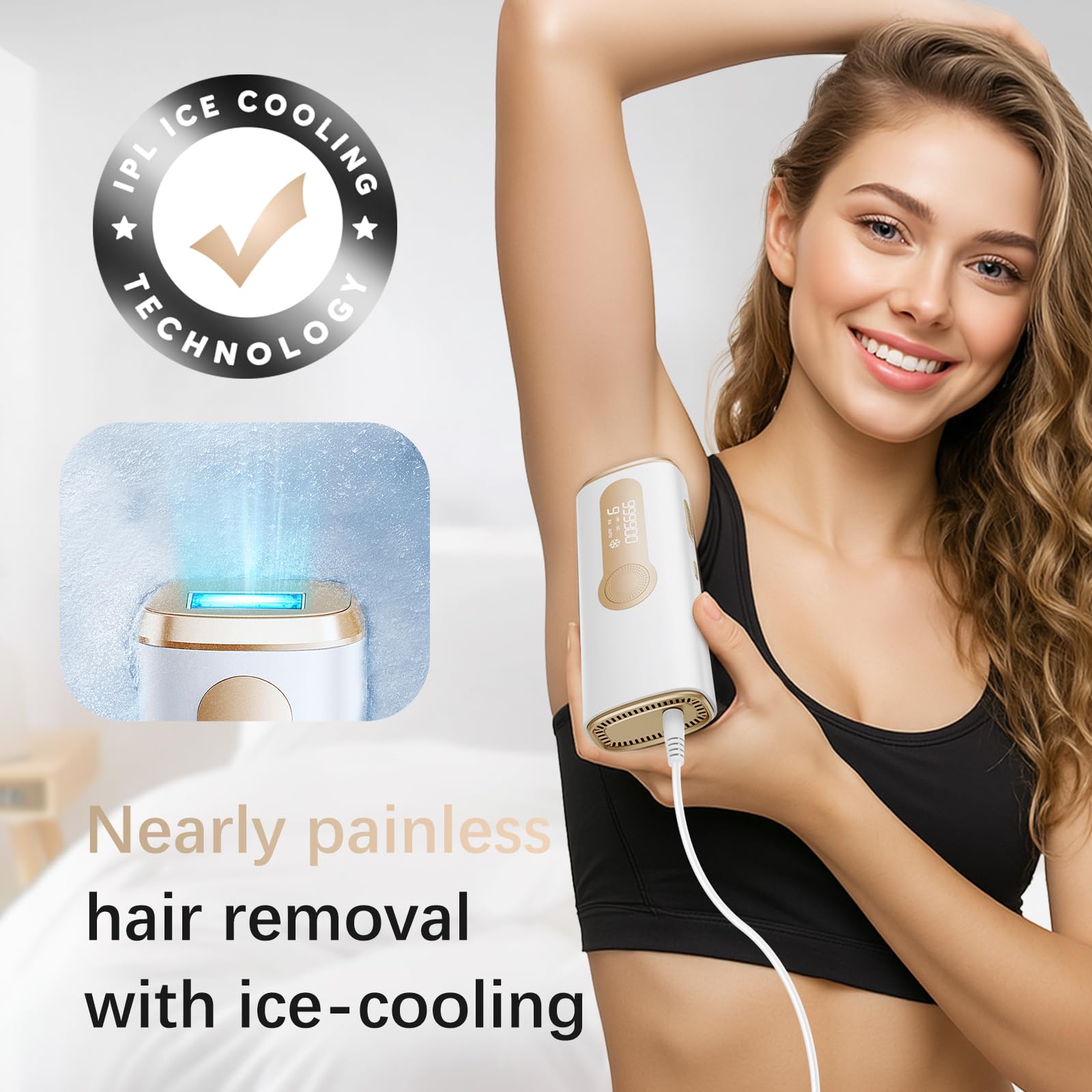 AMOTAOS IPL laser device handheld ergonomics for quick full-body treatments at-home.