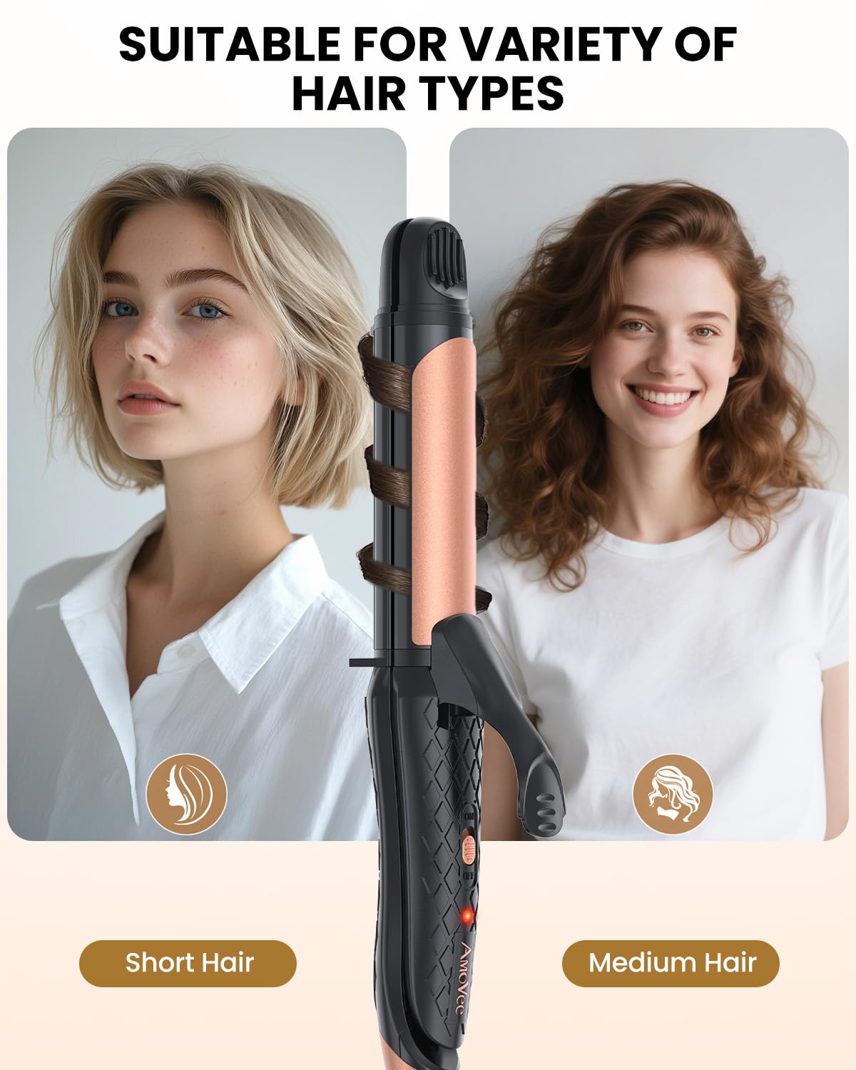 AmoVee compact European flat iron designed for easy packing.