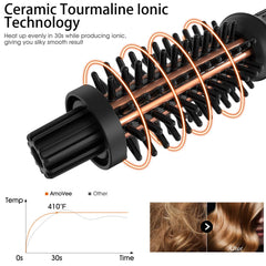 AmoVee Curling Iron Brush with heat-resistant nylon bristles for smooth detangling.