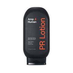 Amp Human PR Lotion bottle front view highlighting recovery support.
