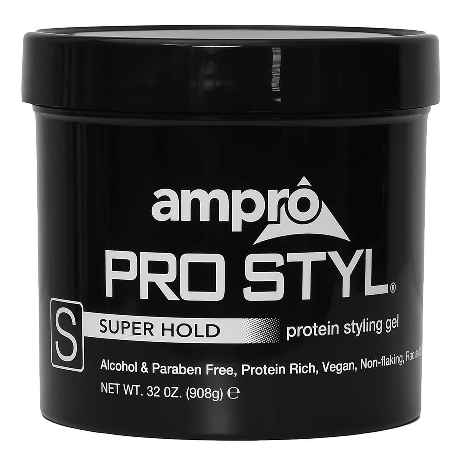 AmPro Pro Styl Styling Gel bottle close-up for firm hold without flaking.