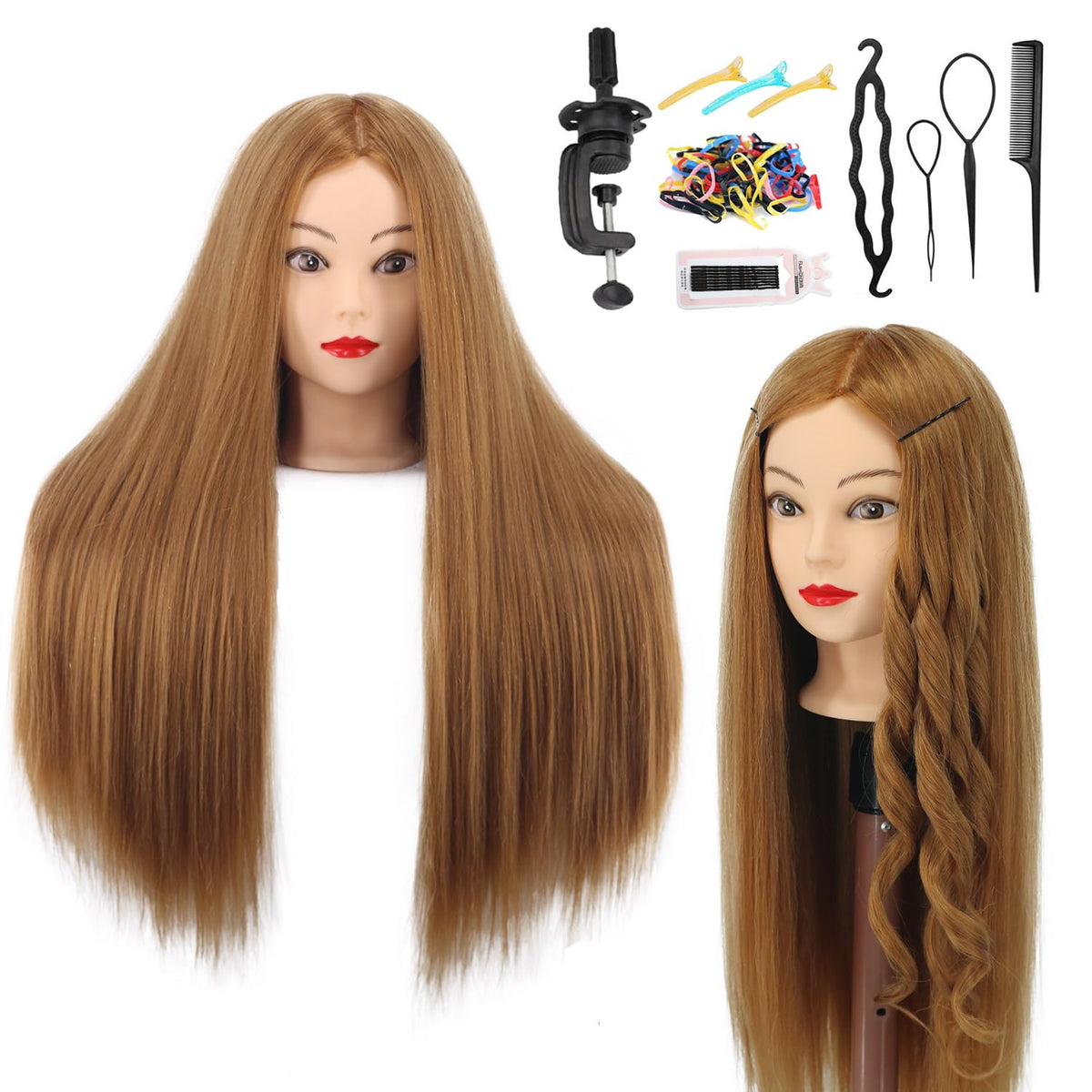 Amyqueen mannequin head real hair 26-28in for professional styling practice