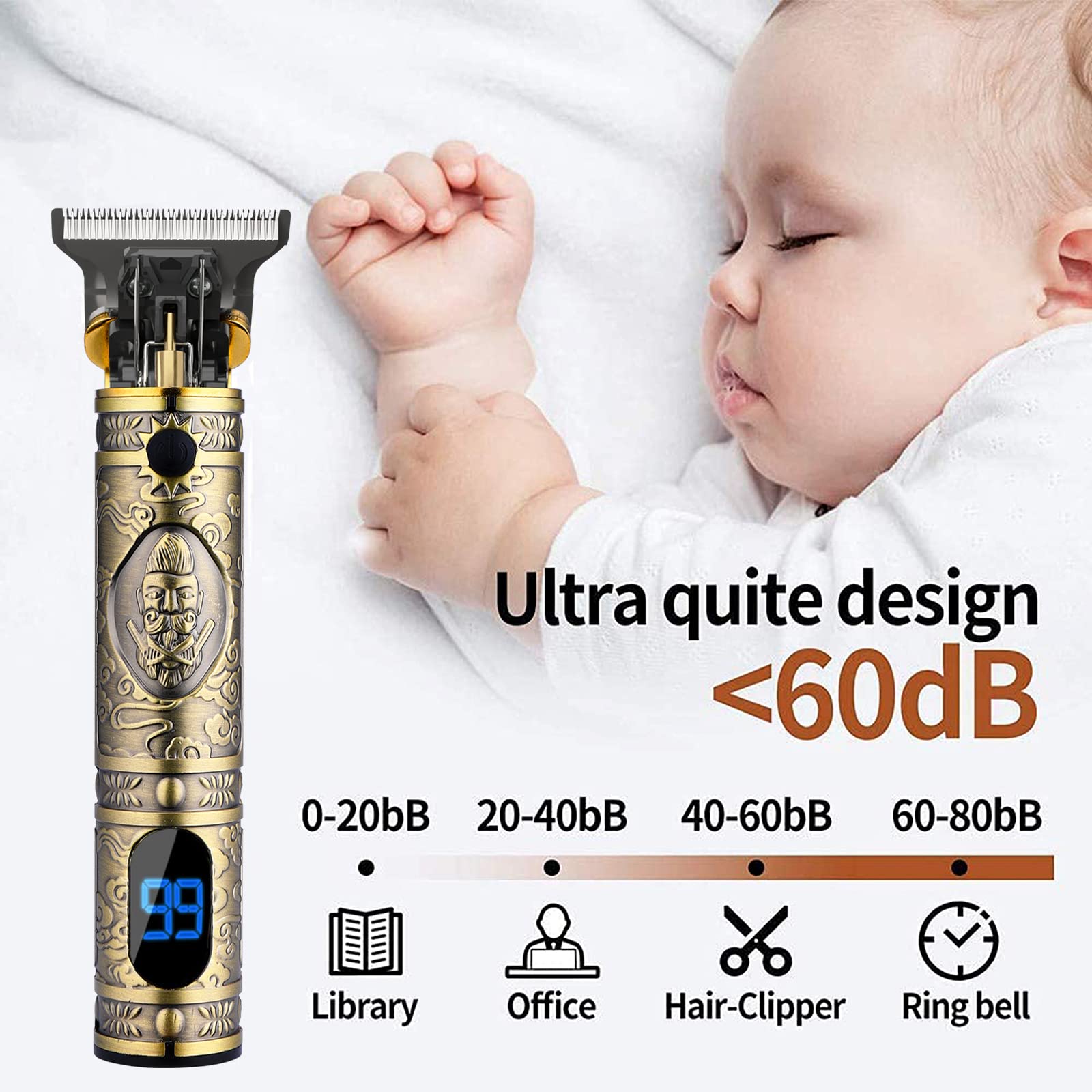 AMULISS precision blades and guards enabling 1mm-3mm haircut lengths.