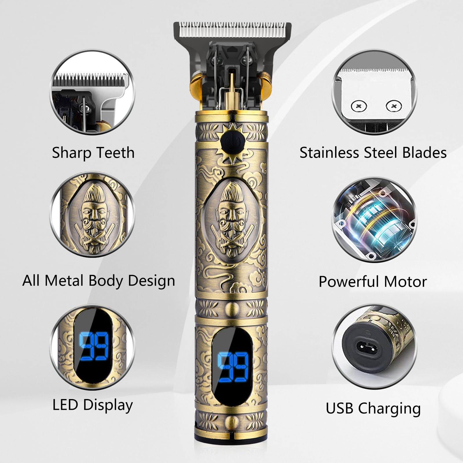 AMULISS professional trimmer side profile highlighting ergonomic grip and compact body.