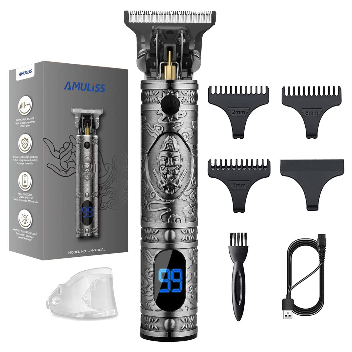 AMULISS Professional Trimmer front view for portable grooming on the go