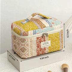 AMULOKRU Quilted makeup bag stitching detail highlights quality and durability