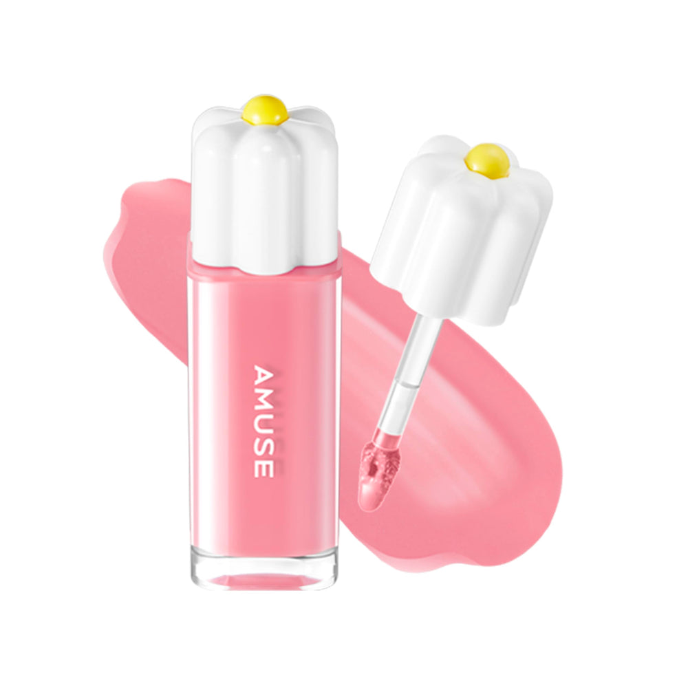 Amuse SEOUL Daisy Flower Dew Tint 03 application closeup with hydrating shine