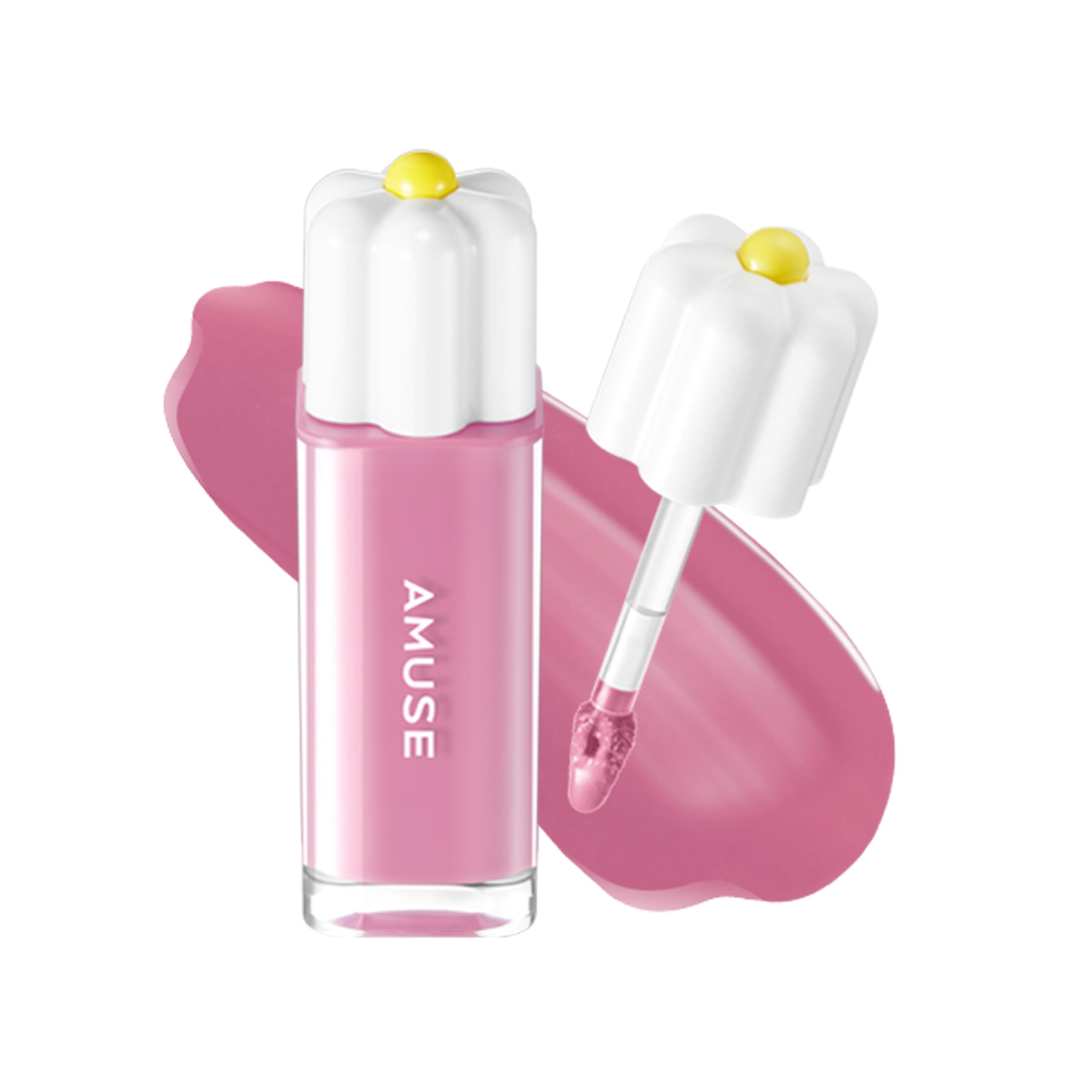 Amuse Seoul Daisy Flower Dew Tint 08 Amethyst packshot highlights hydrating shine for dry lips
