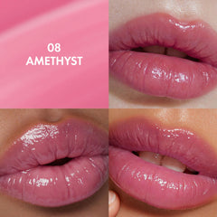 Amuse Seoul Daisy Flower Dew Tint 08 Amethyst application swatch shows velvety texture