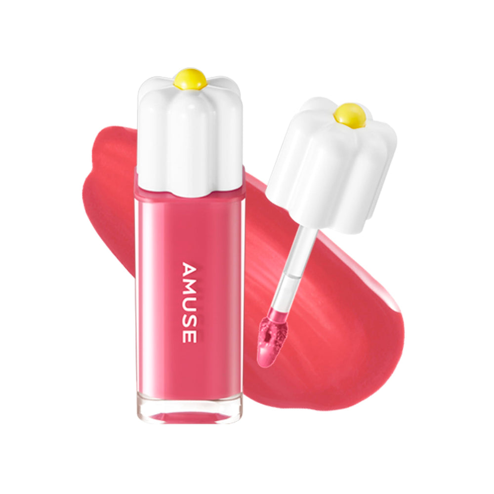 Amuse Seoul Daisy Flower Dew Tint packaging displays 12 Sunday shades for long-lasting moisture
