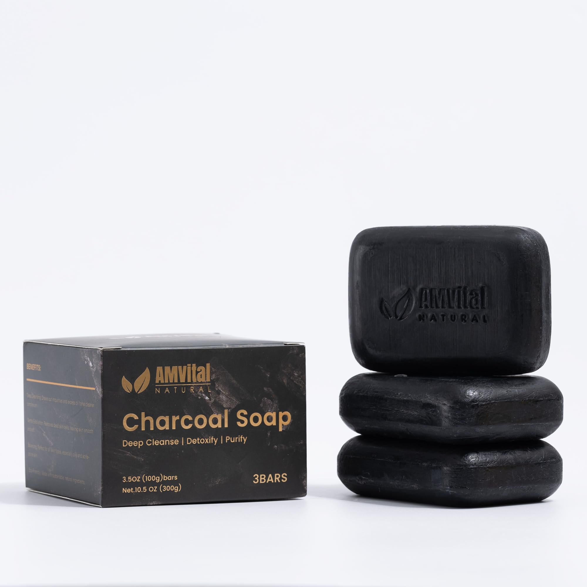 AMVital charcoal soap gift 3-pack ready for gifting