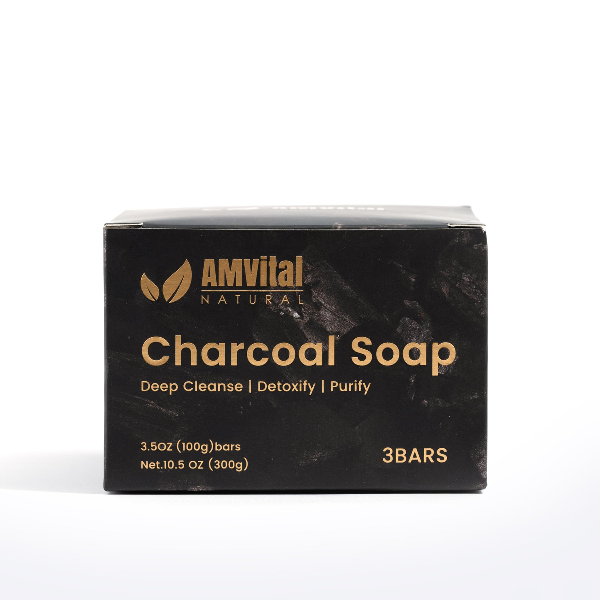 AMVital gift-ready packaging showcases charcoal soap as a thoughtful present