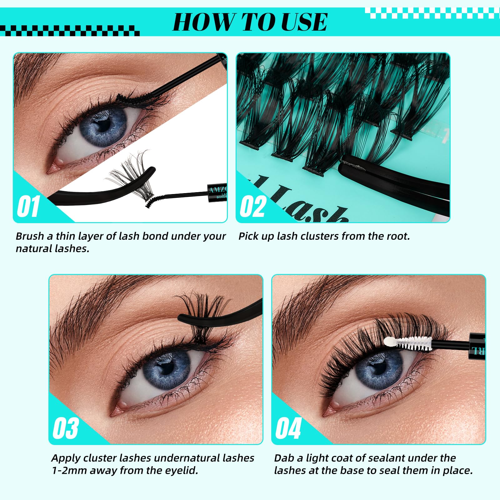 AMZGIRL DIY eyelash kit at home enables flexible styling options.