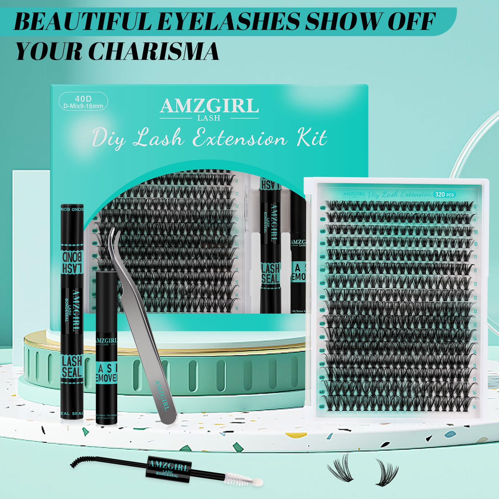 AMZGIRL LASH kit-packaging keeps components organized for easy at-home use.