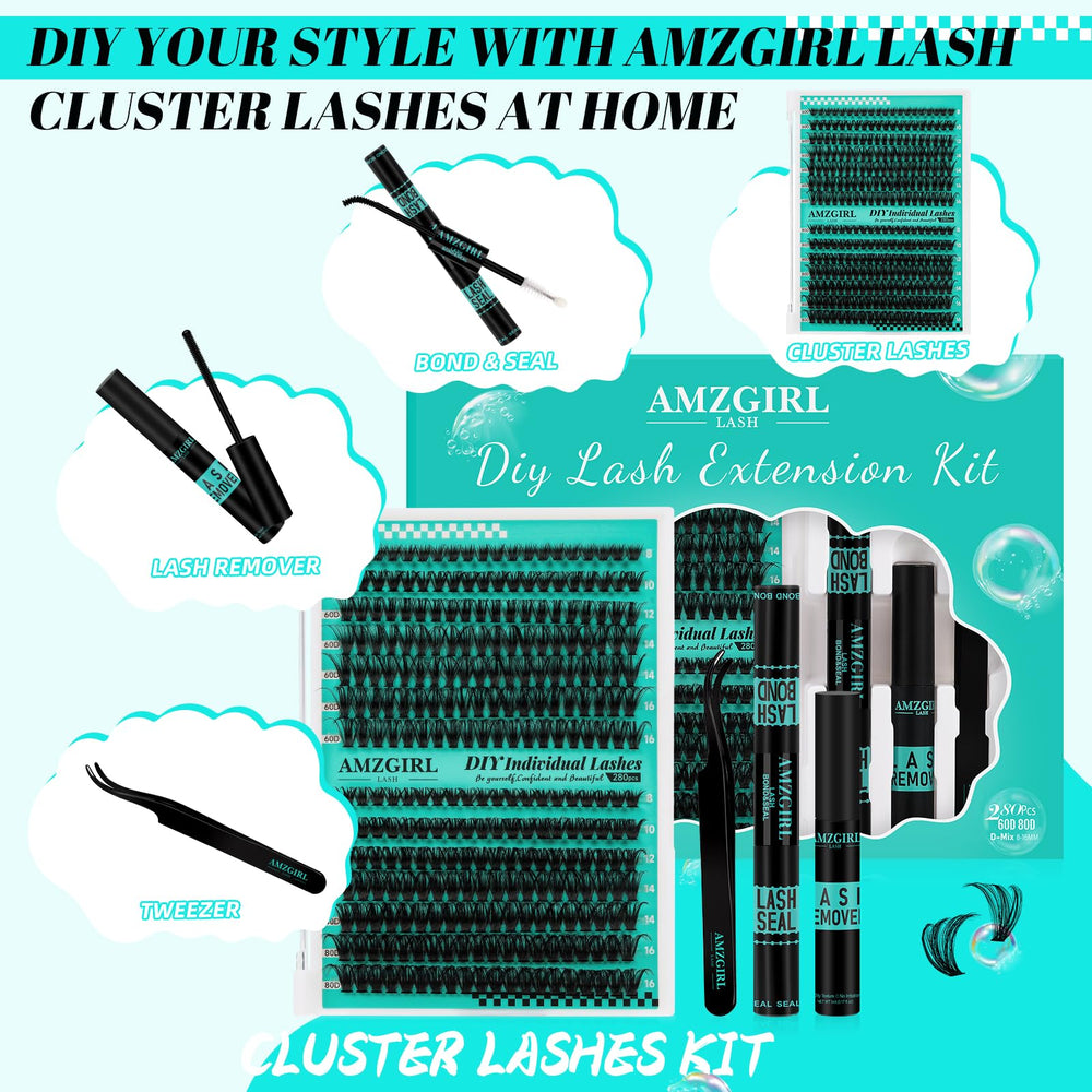 AMZGIRL LASH 60D-80D mixed lashes on a tray for customizable volume