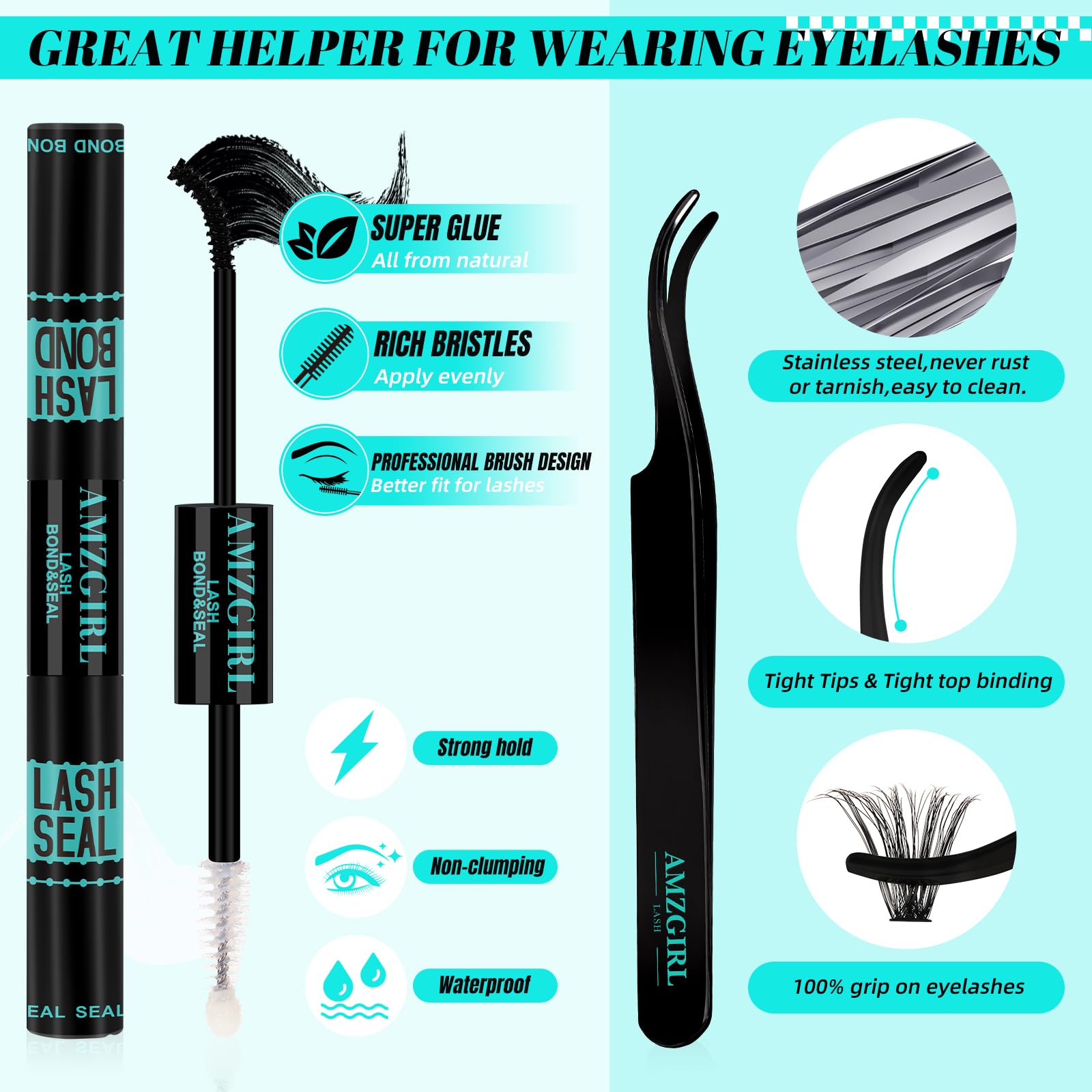 AMZGIRL LASH applicator tool for precise cluster placement