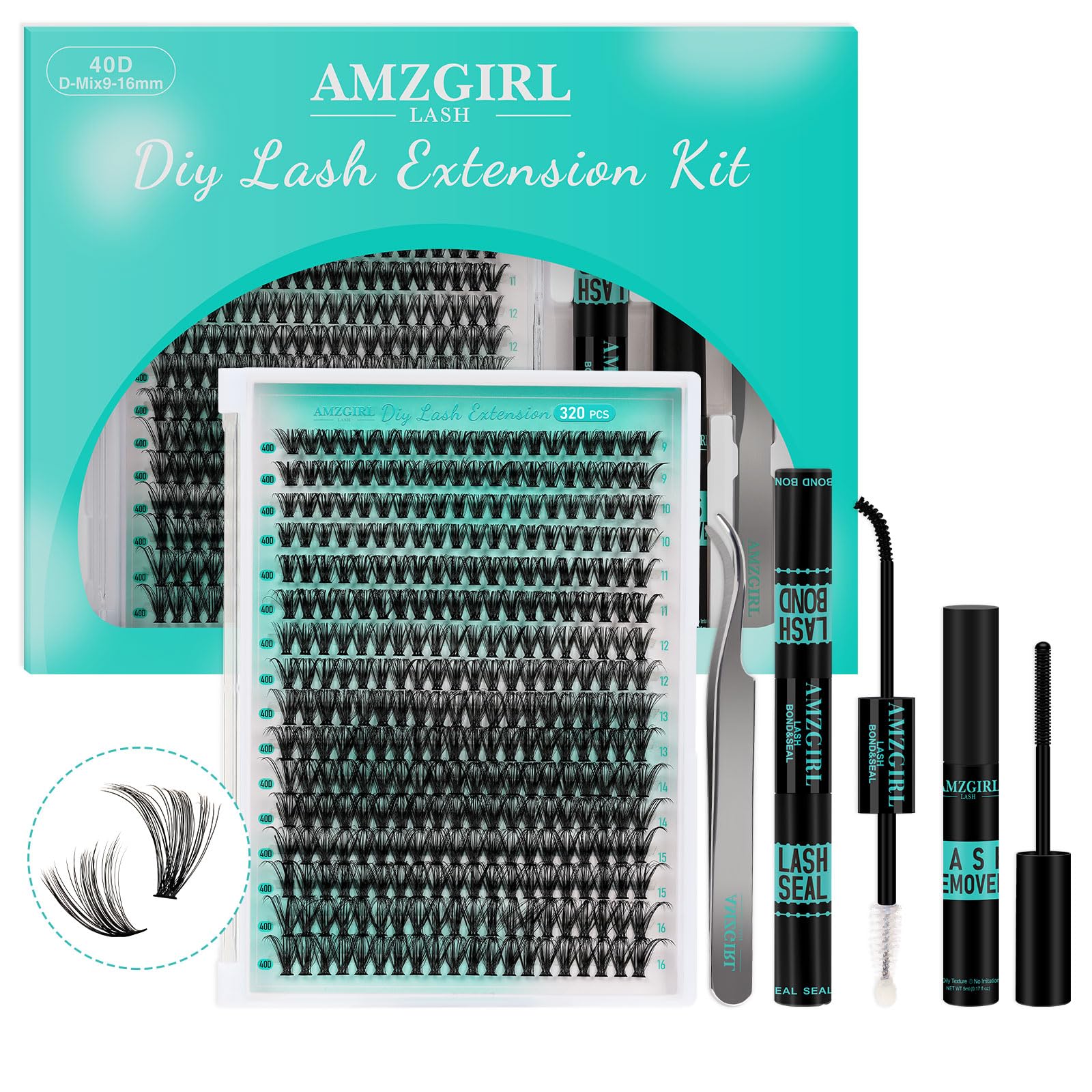 AMZGIRL LASH lash-extension-kit-320pcs ready for at-home DIY eyelash extensions.