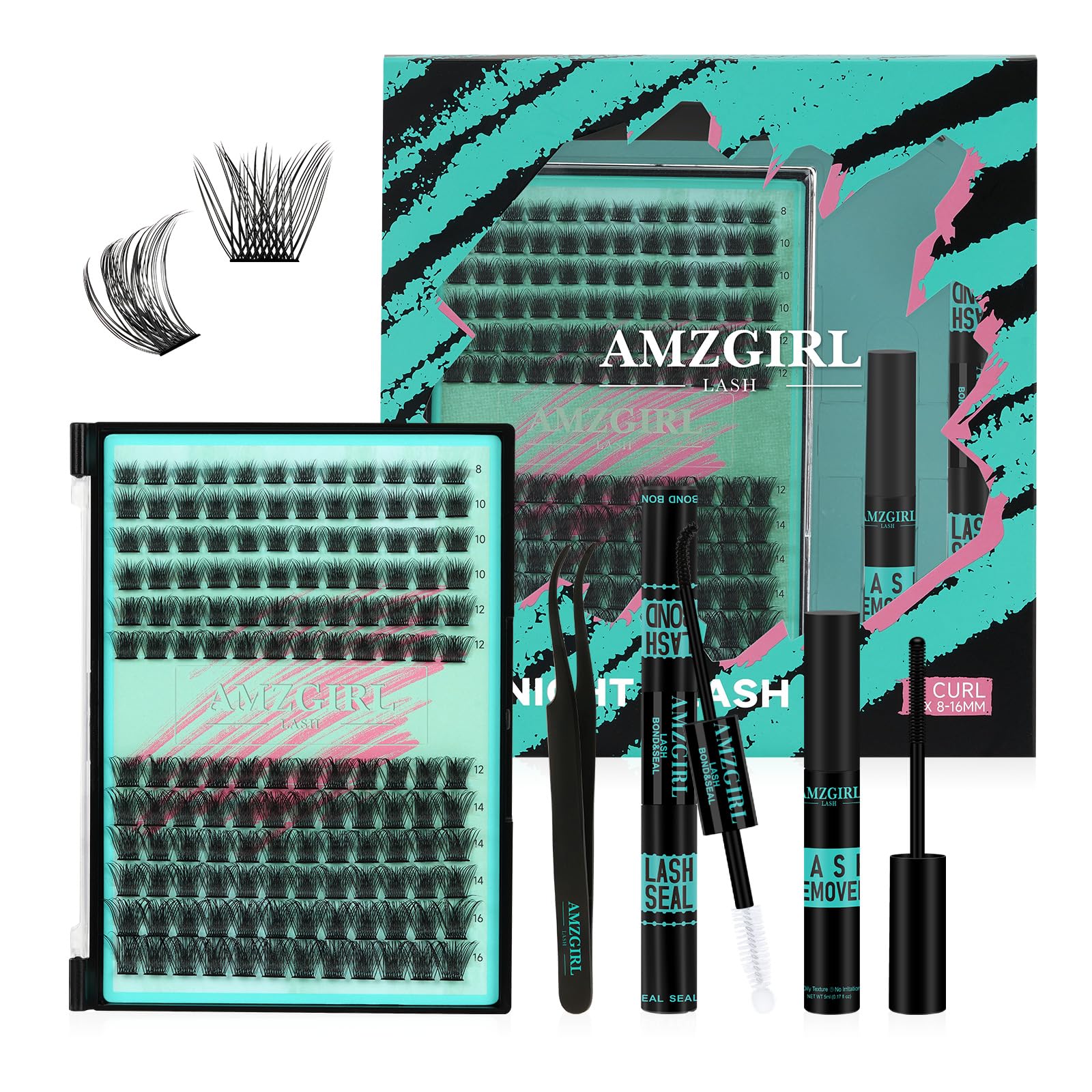 AMZGIRL LASH Midnight Kit 144pcs extensions for customizable lash looks and week-long wear