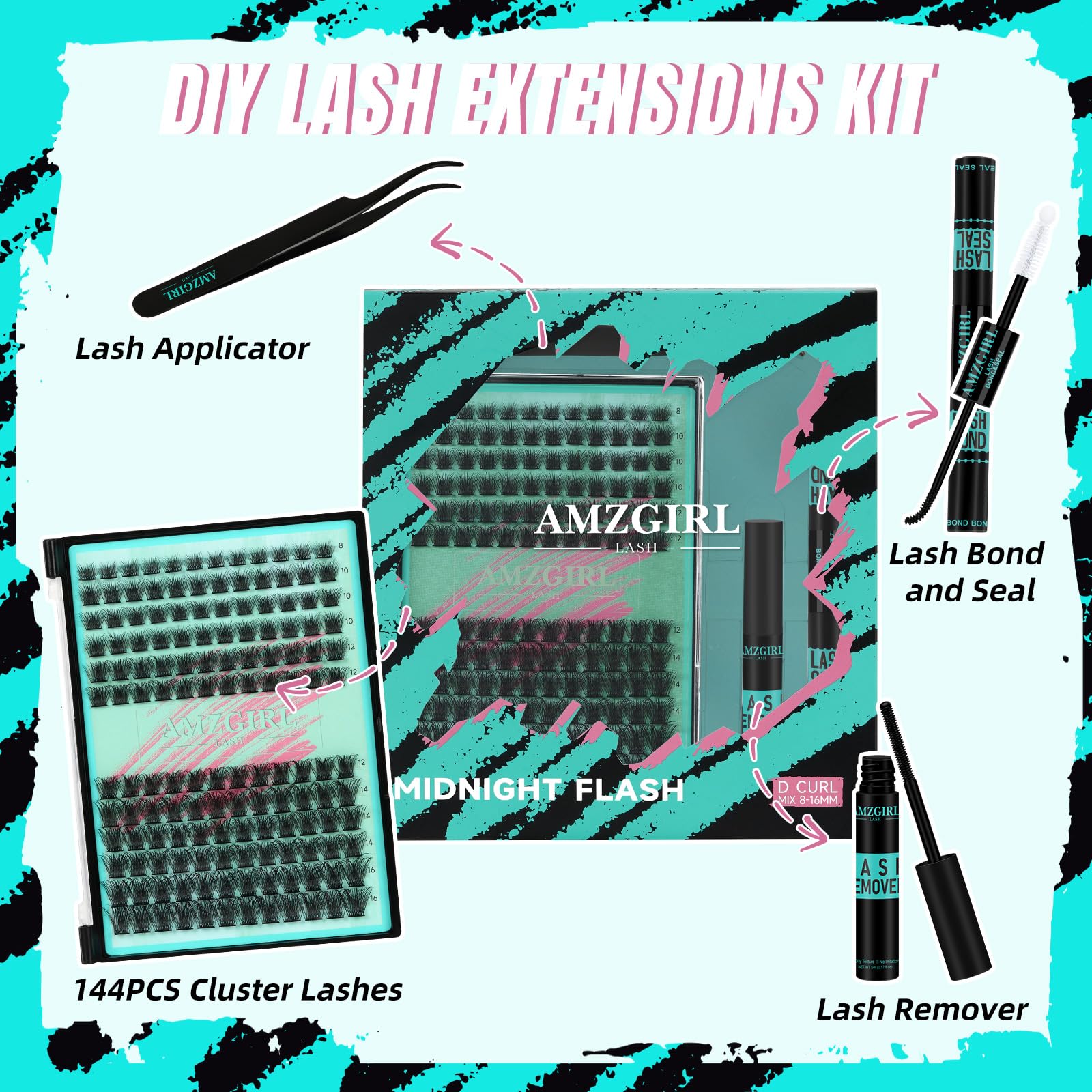 AMZGIRL LASH Midnight Kit bond and seal for secure, waterproof lash wear