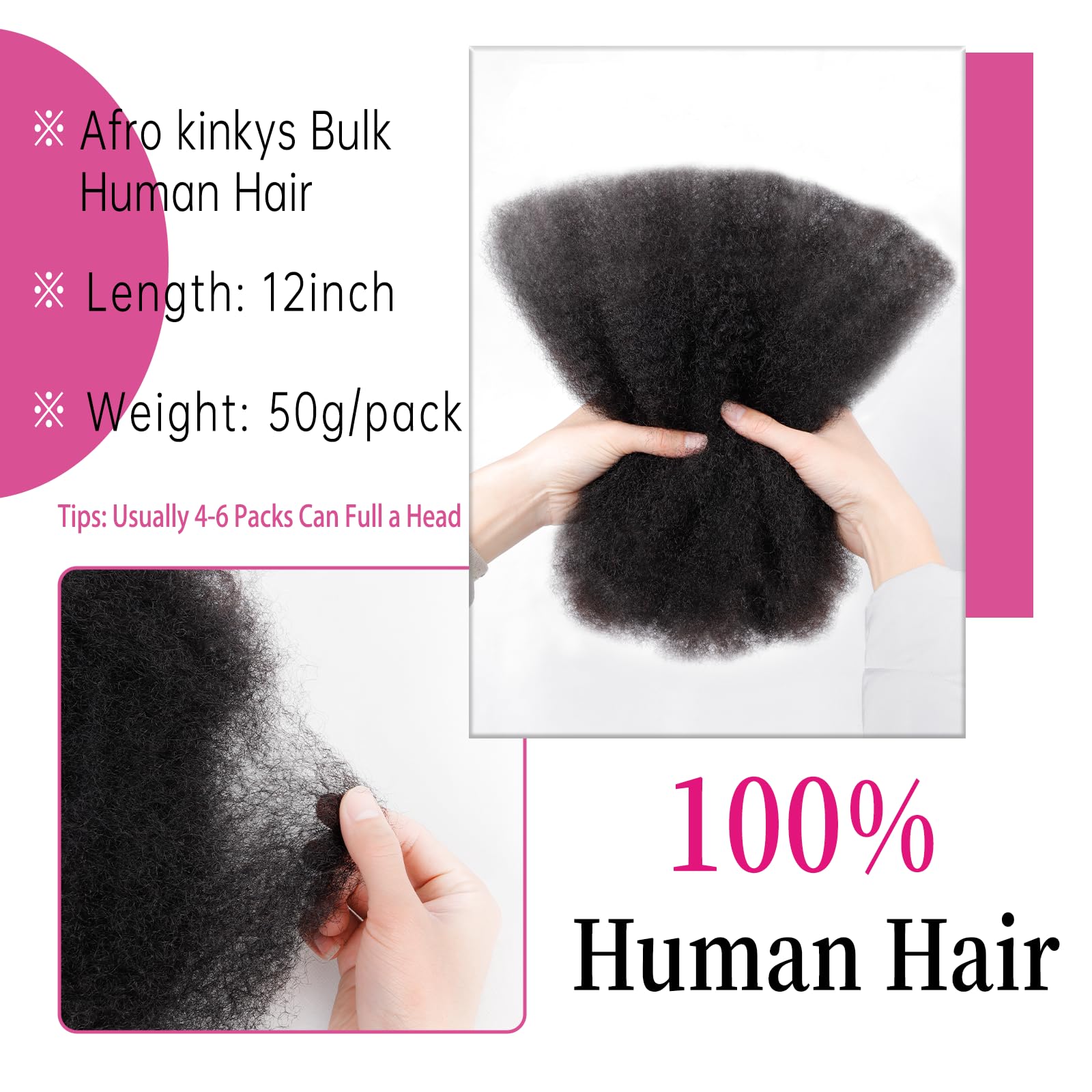 Amzluck Afro Kinky bulk twists hair 12in ideal for textured twist styles