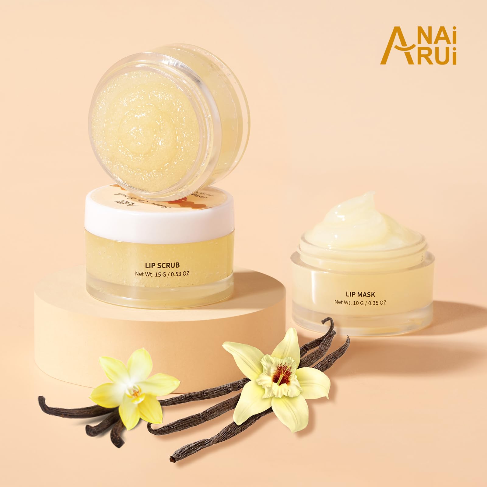 ANAI RUI gift-set packaging highlights vanilla-scented lip care for dry lips.