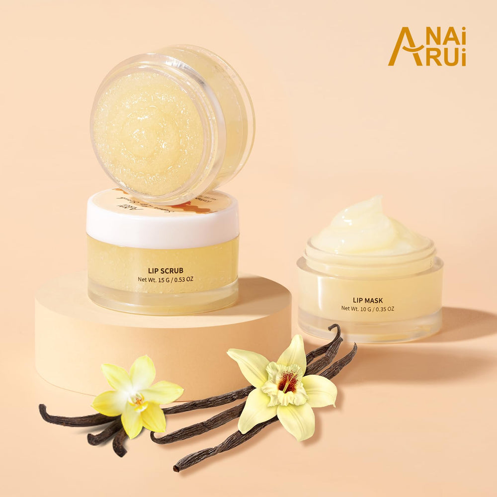 ANAI RUI gift-set packaging highlights vanilla-scented lip care for dry lips.