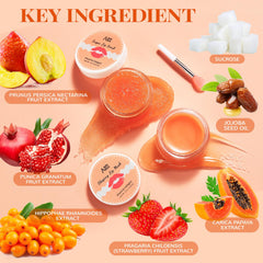 ANAI RUI Lip Scrub Sugar Exfoliation highlights gentle removal of dry skin for radiant lips.