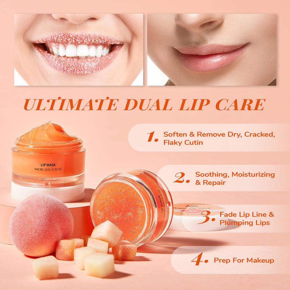ANAI RUI Peach-Collagen Lip Mask shows plumper-looking lips with nourishing moisture.