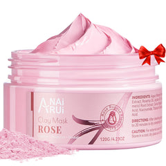 ANAI RUI Rose Facial Mask jar showcases pink rose clay for radiant skin hydration.