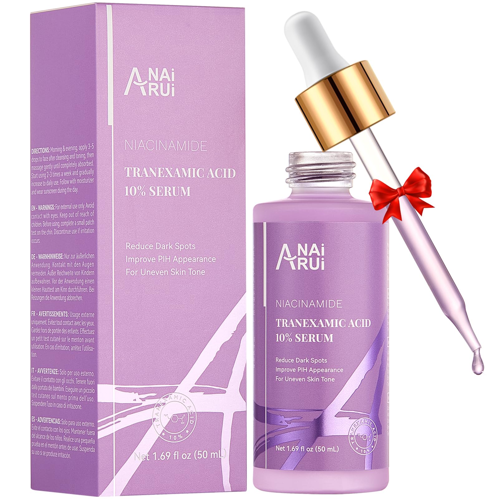ANAI RUI serum bottle pour shows lightweight hydration for all skin types.