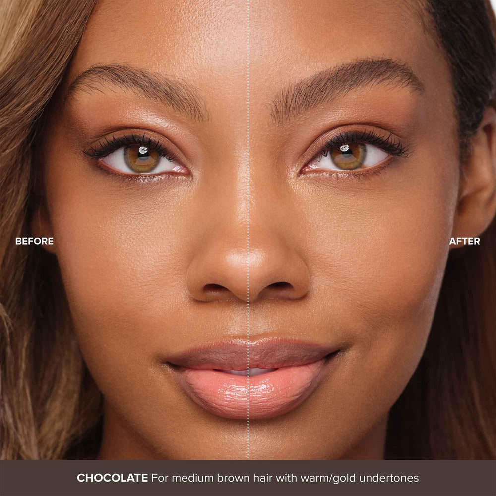 Anastasia Beverly Hills brow gel Chocolate swatches showing natural color blend