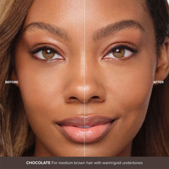 Anastasia Beverly Hills brow gel Chocolate swatches showing natural color blend