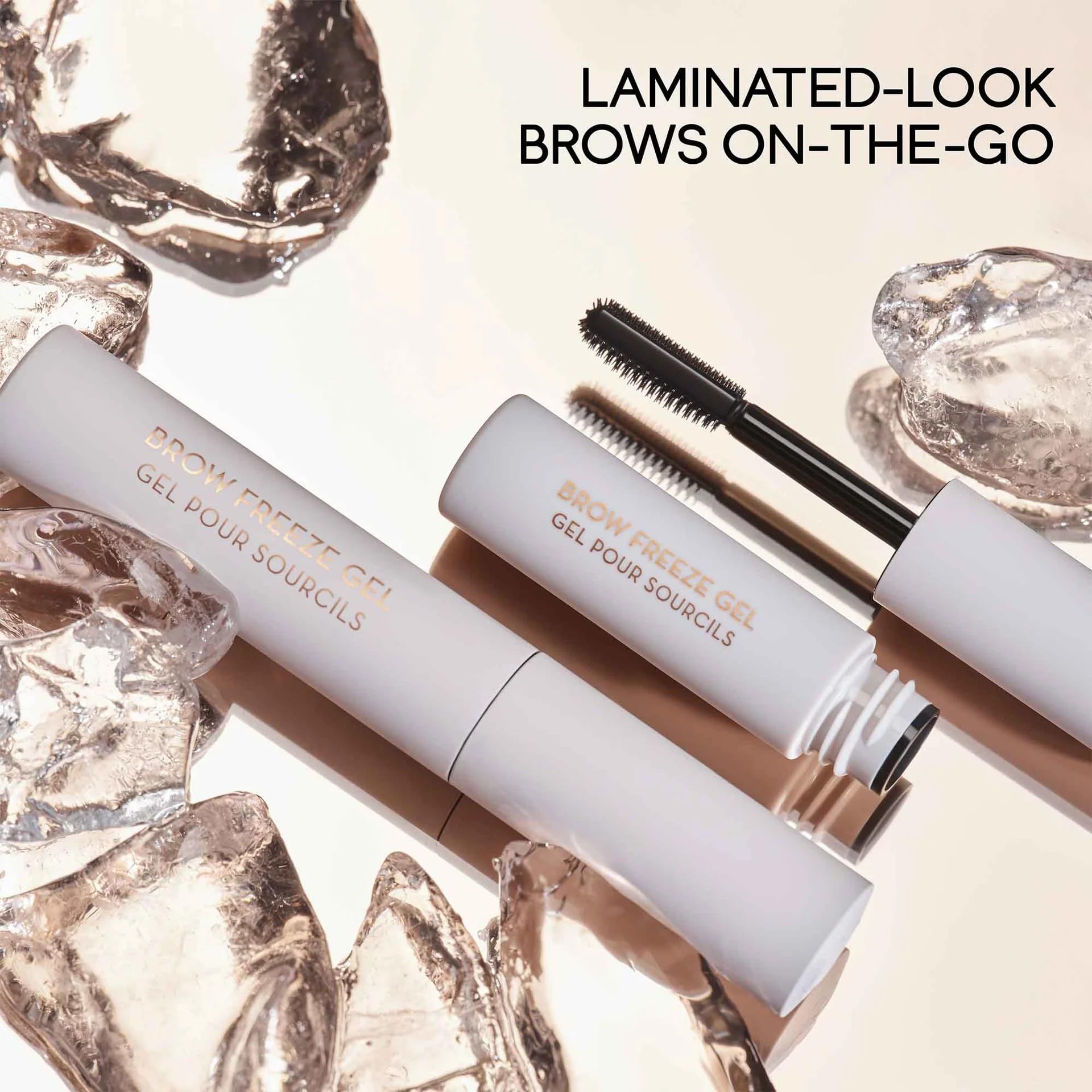 Anastasia Beverly Hills deluxe mini brow freeze gel clear wax highlights a spotless, laminated brow look.