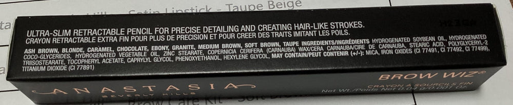 Anastasia Beverly Hills Deluxe Mini Brow Wiz Dark Brown skin swatch for shade match.