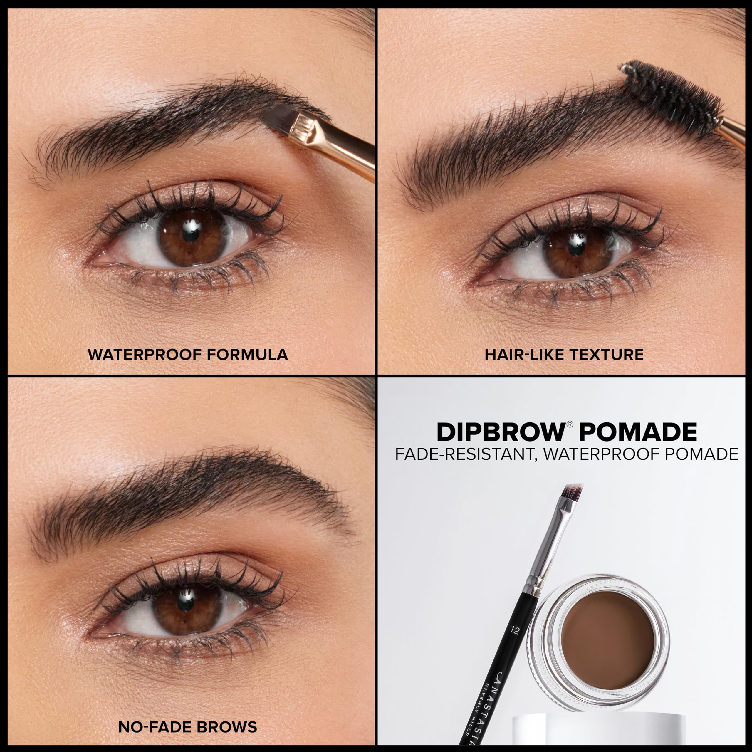 Anastasia Beverly Hills DIPBROW Chocolate application on brows showing precise edges