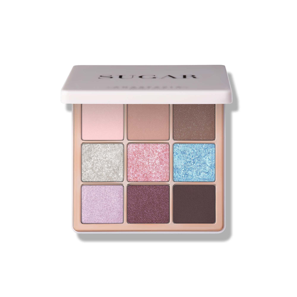 Anastasia Beverly Hills Mini Sugar palette swatches reveal cool neutrals and icy pastels for subtle to bold accents