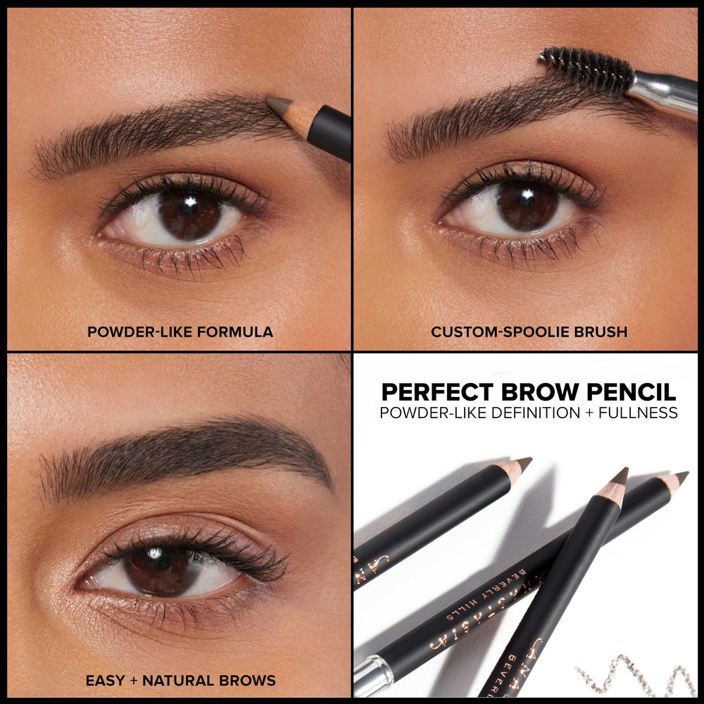 Anastasia Beverly Hills Perfect Brow Pencil application-stroke on skin reveals natural definition.
